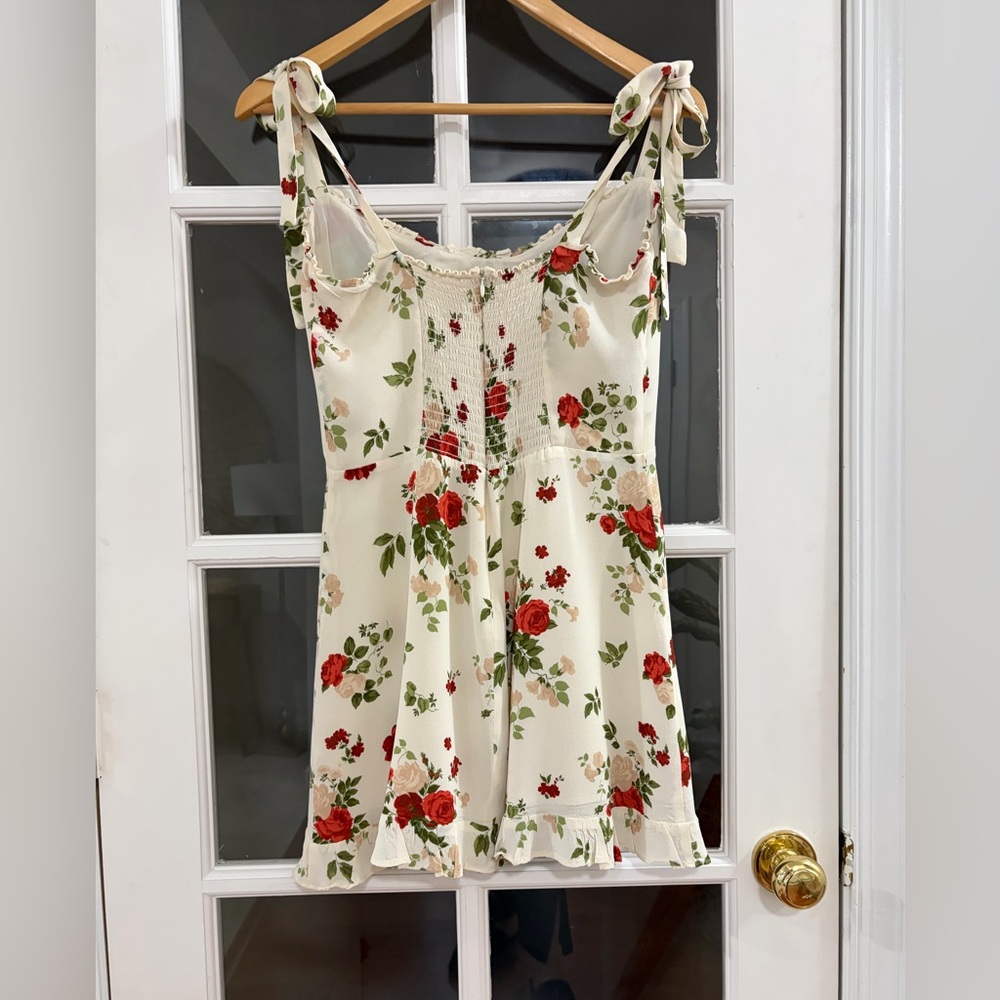Reformation Floral Tie Strap Ruffle Christine Dress In Maureen - Size 12 - Picture 3 of 8